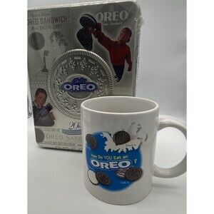Oreo Collective Lot Sealed 1999 20th Commemorative Tin Coffee Mug Oreo Logo